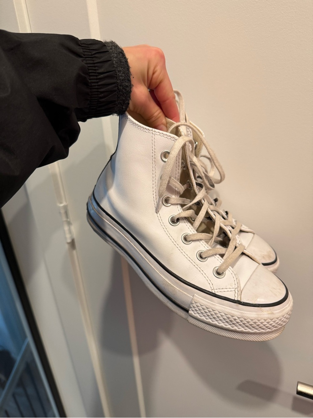 Converse White High-Top Sneakers with Black Trim